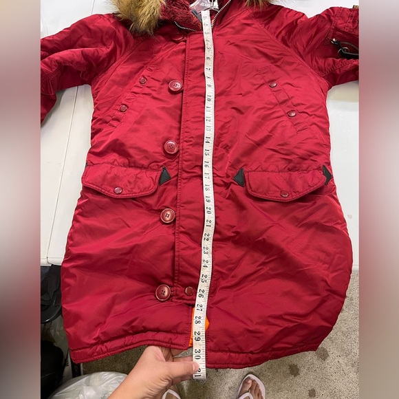 Alpha Industries Faux Fur Hood N-3B Parka – Red Reversible Nylon - Picture 10 of 13